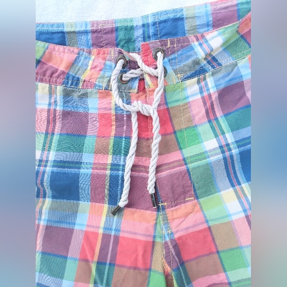 POLO Ralph Lauren Preppy Plaid Yellow Embroidery Pony Swim Trunks Shorts M 34 - Picture 4 of 11